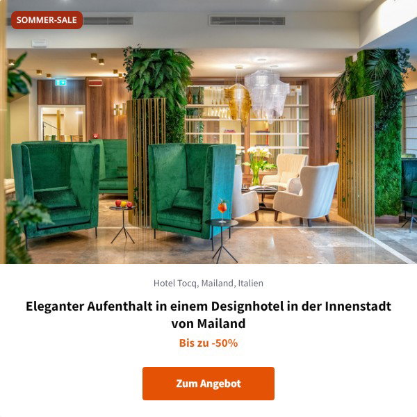 Eleganter Aufenthalt in einem Designhotel in der Innenstadt von Mailand