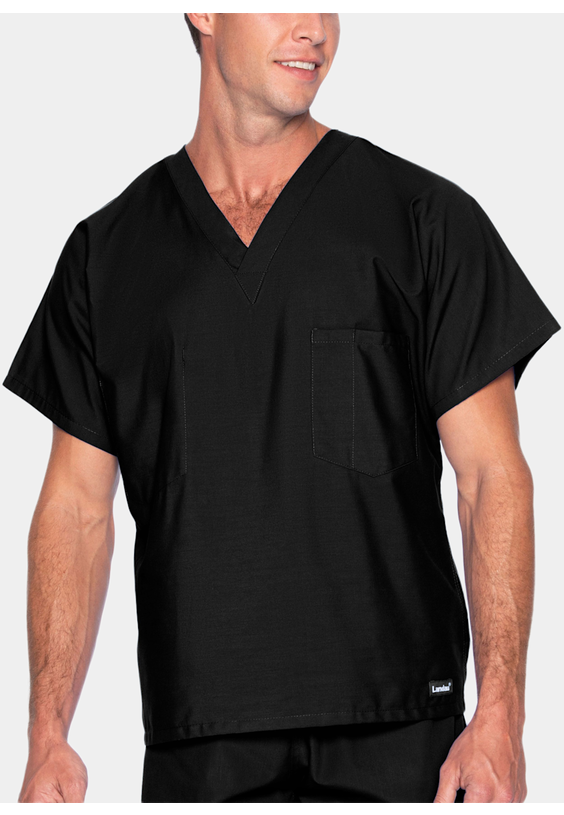 Landau Essentials Unisex V-Neck with Chest Pocket Scrub Top