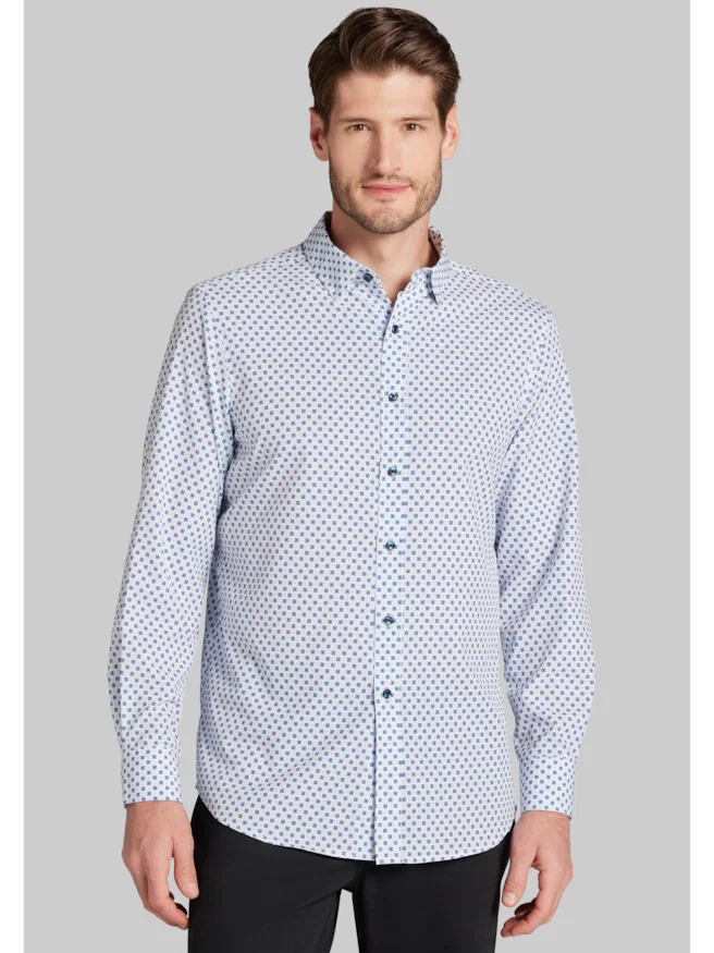 Traveler® COOL<i>MOTION</i> Tailored Fit Diamond Tile 4-Way Stretch Button Up Shirt