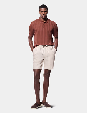 Stone Linen Drawstring Shorts