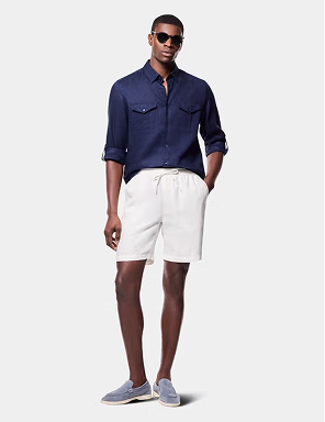 White Linen Drawstring Shorts