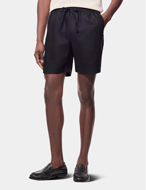 Black Linen Drawstring Shorts