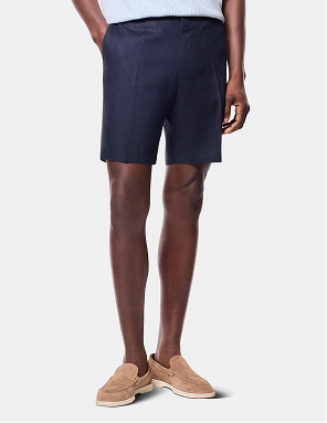 Navy Linen Shorts