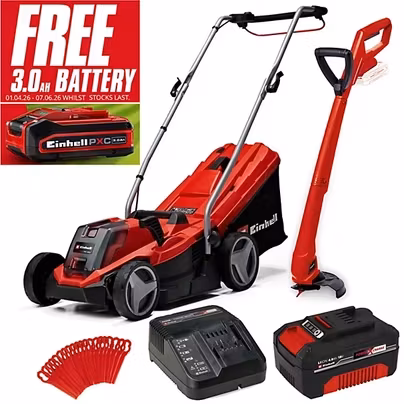 Einhell Cordless Lawnmower 33cm + Strimmer + 4.0ah...