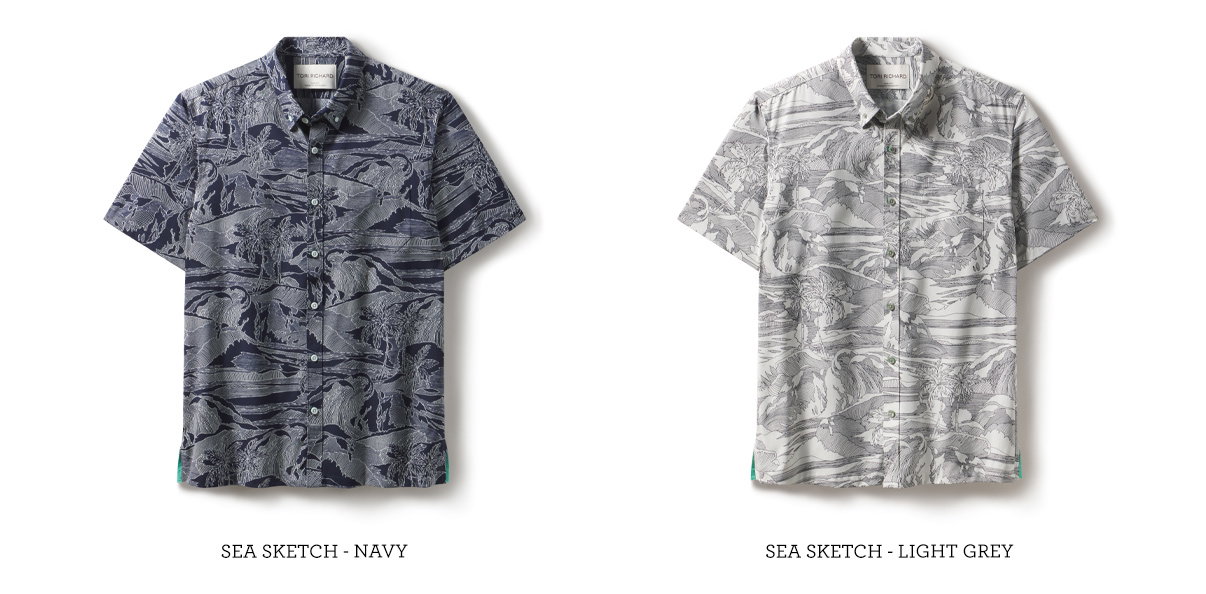 Sea Sketch in Navy and Light Grey