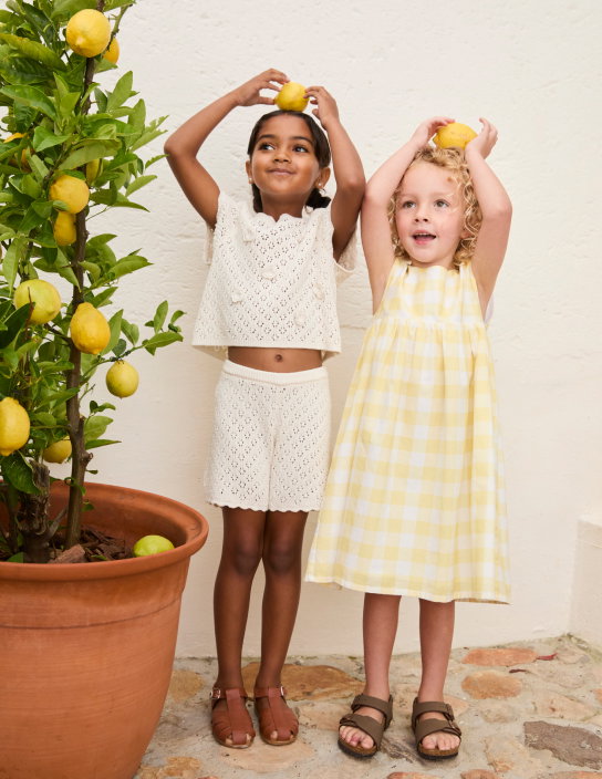 Organic Cotton Crochet Flower Top and Shorts Set 0 to 4 years