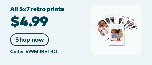 All 5x7 retro prints $4.99. Code: 499MJRETRO. Shop now.