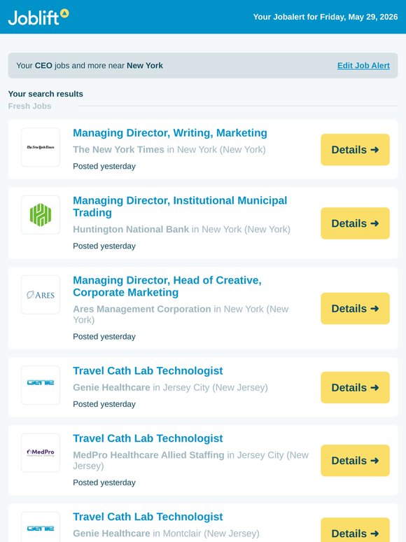 105 new Jobs for CEO in New York  - apply now!