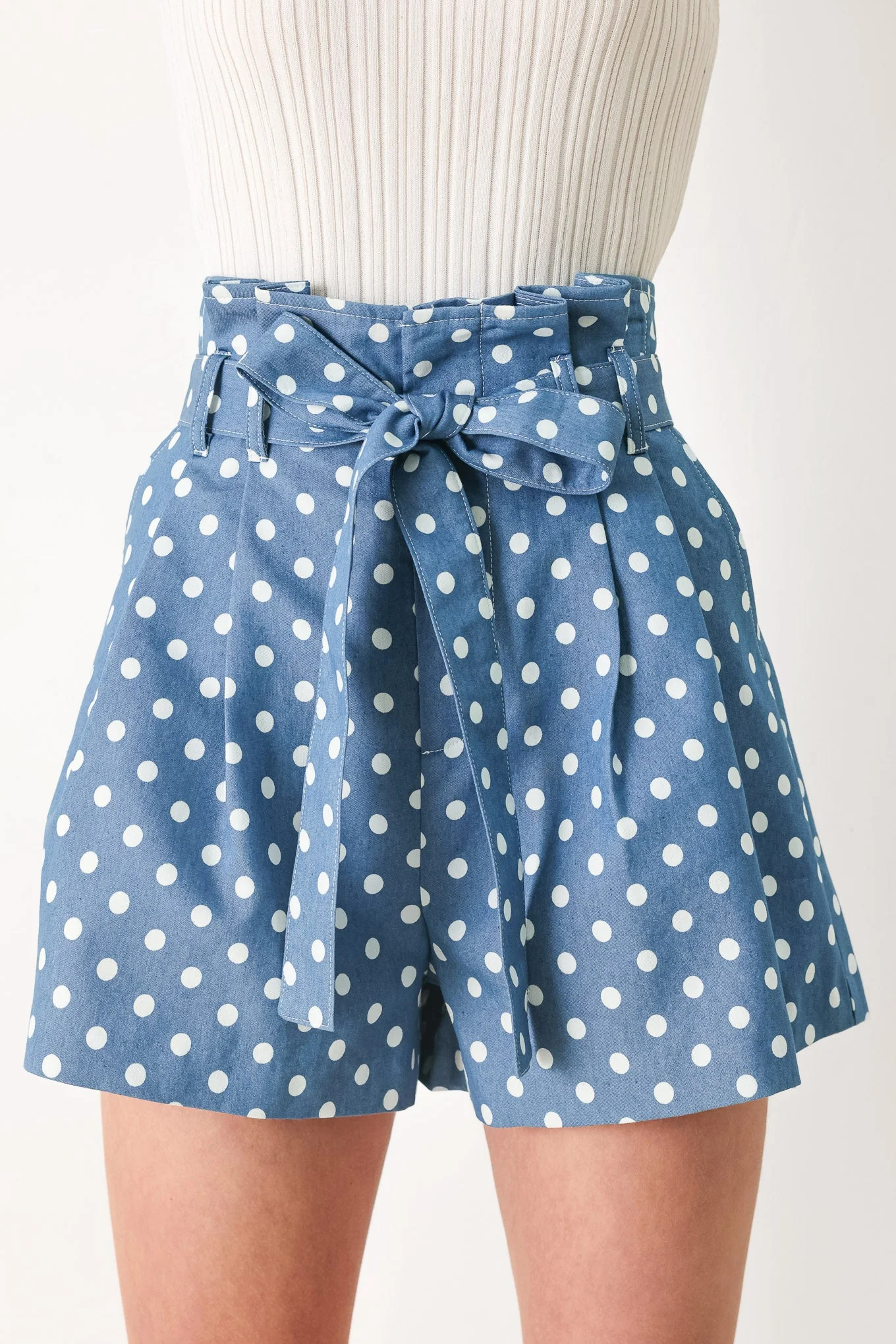 Image of FLIRTY DOTS TIE WOVEN SHORTS