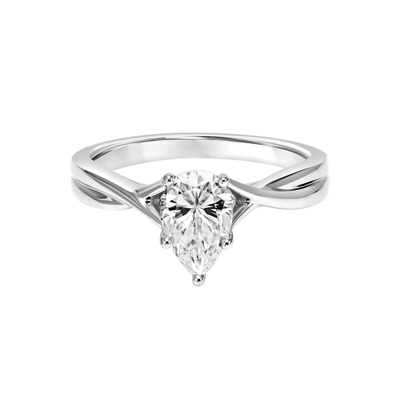 Image of Pear-Cut 1ctw. Moissanite Solitaire Engagement Ring in Sterling Silver