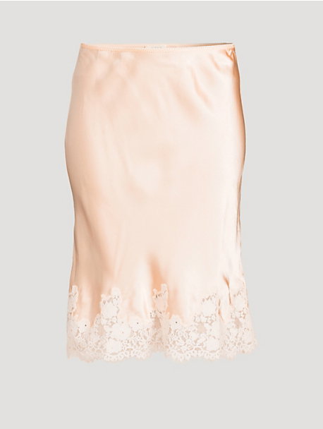 Elowette Lace-Trimmed Silk Slip Skirt