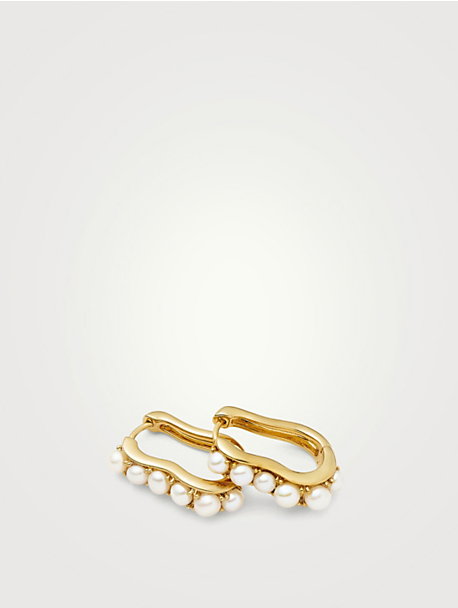 Pearl Wave Small Hoop Earrings