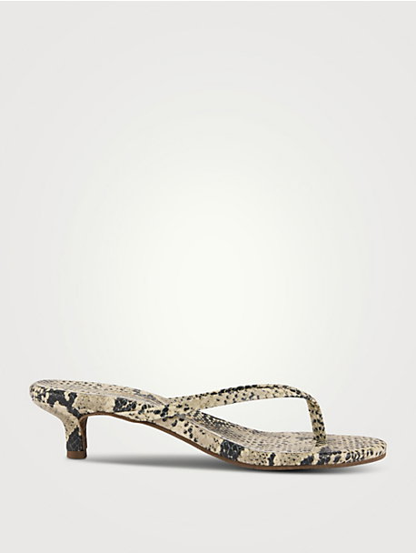 Julia Snakeskin-Embossed Thong Mules