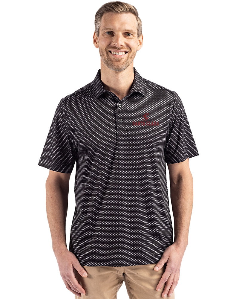 Image of Santa Clara Broncos Cutter & Buck Pike Recycled Shadow Check Print Mens Big & Tall Polo