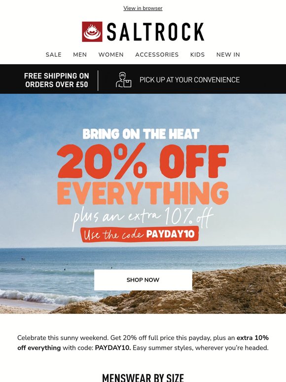 PAYDAY | 20% off + EXTRA 10% off everything* 🌞