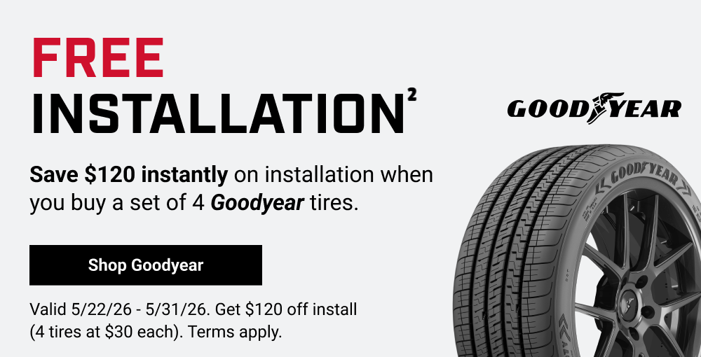 FREE INSTALLATION GOODYEAR TIRES(2)