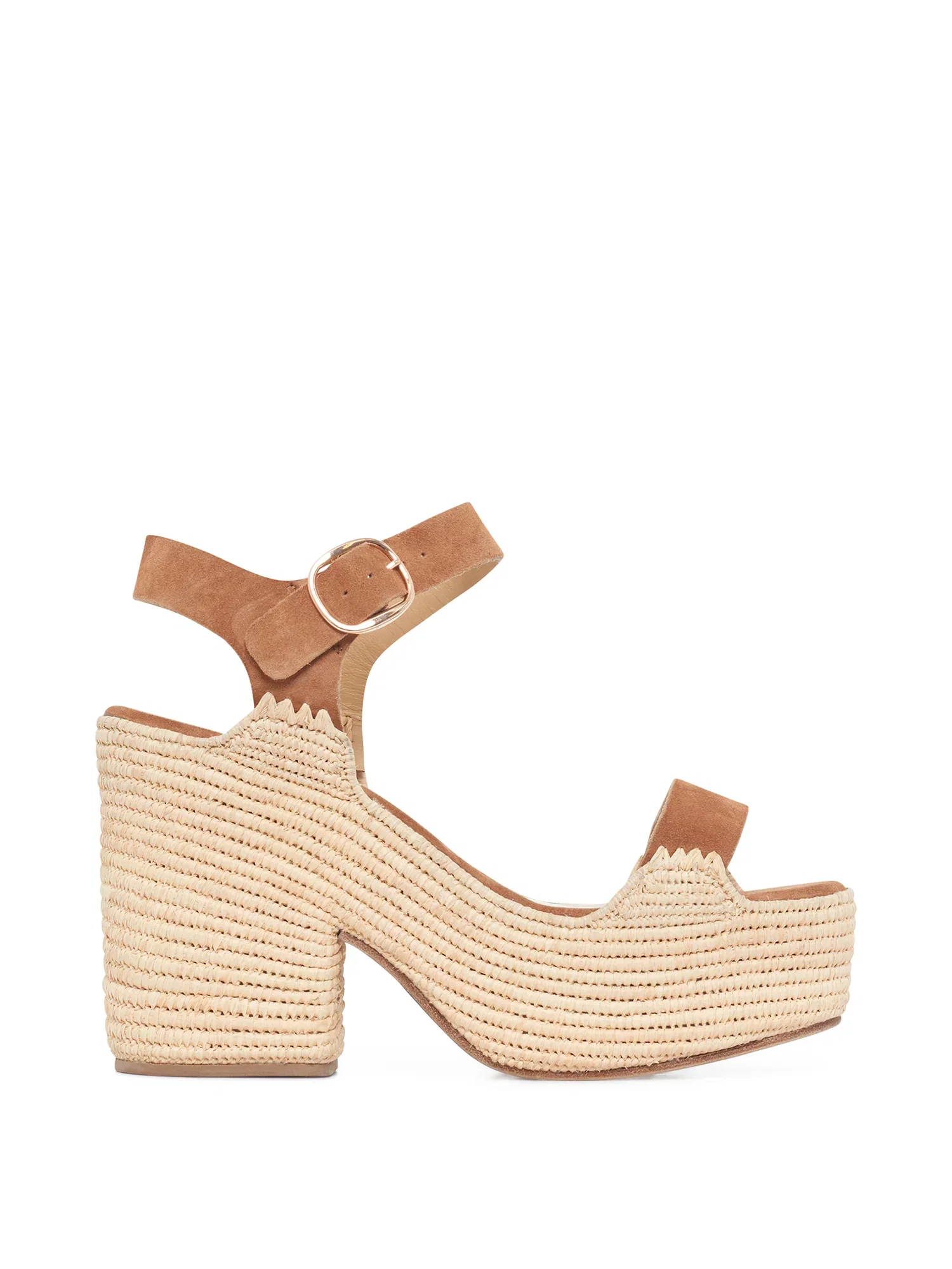 Image of Sardis Suede and Raffia Platform Sandals