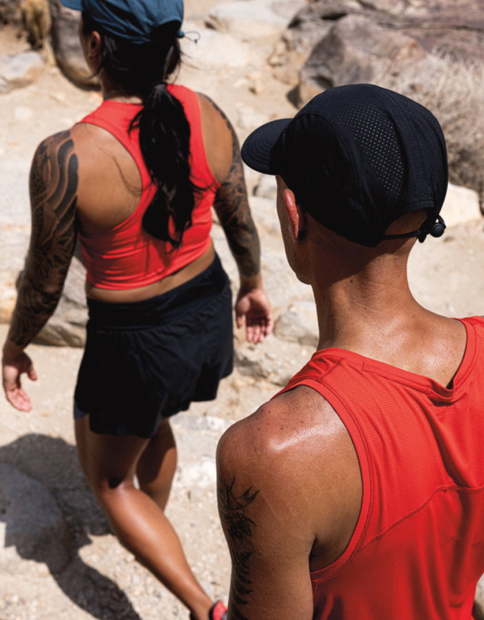 Man and woman in Columbia running gear