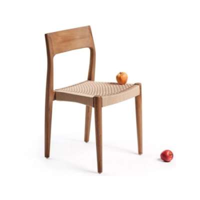 Chaise empilable en teck Buco, Manufactori