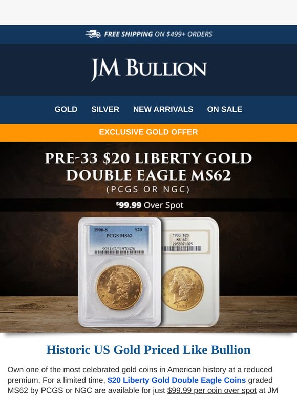 Pre-1933 $20 Liberty Gold Double Eagle Sale