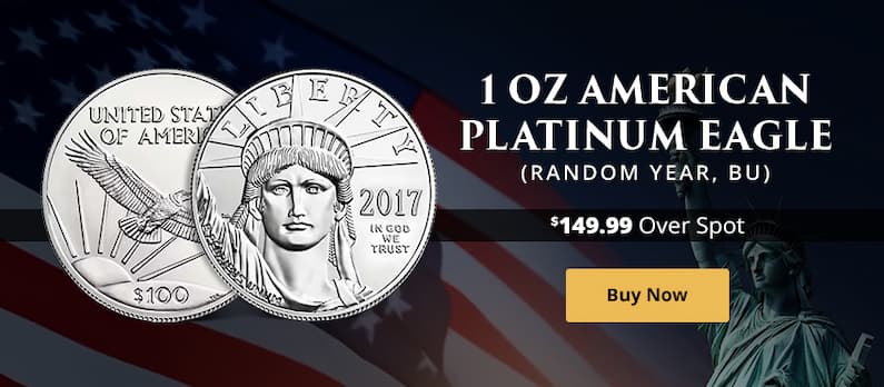 ON SALE:  1 oz American Platinum Eagle Coin (Random Year, BU)
