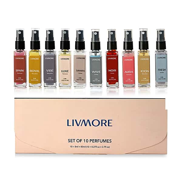 LIVMORE Set of 10 Unisex Perfumes 