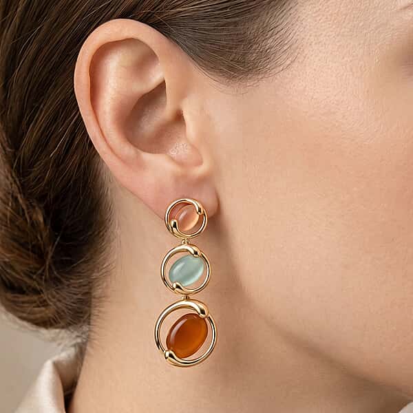 Created Multi Cat's Eye Dangling Earring