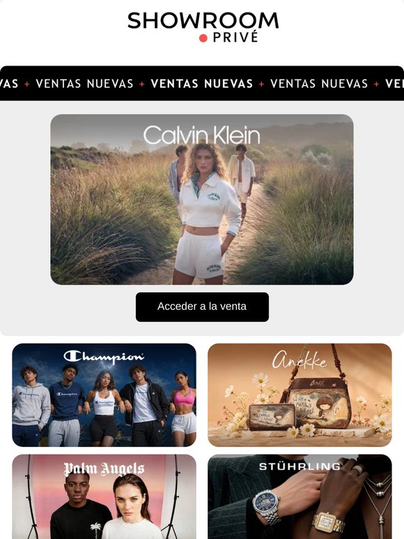 Hola —: CALVIN KLEIN, GANT, CHAMPION y 19 ventas más ya en línea