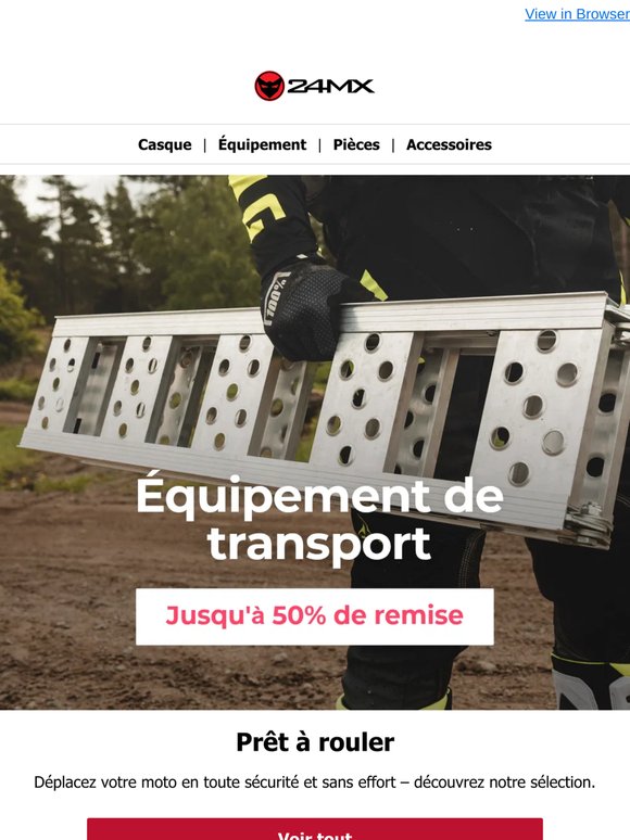 Chargez. Partez. Roulez. Le transport de votre équipement en toute simplicité
