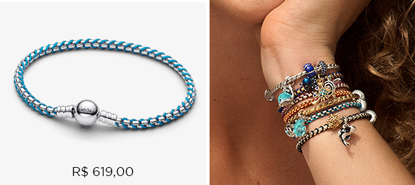 Bracelete Maleavel Prata Fecho Redondo E Trancado Azul