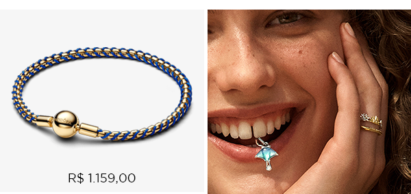 Bracelete Maleavel Dourado Fecho Redondo E Trancado Azul