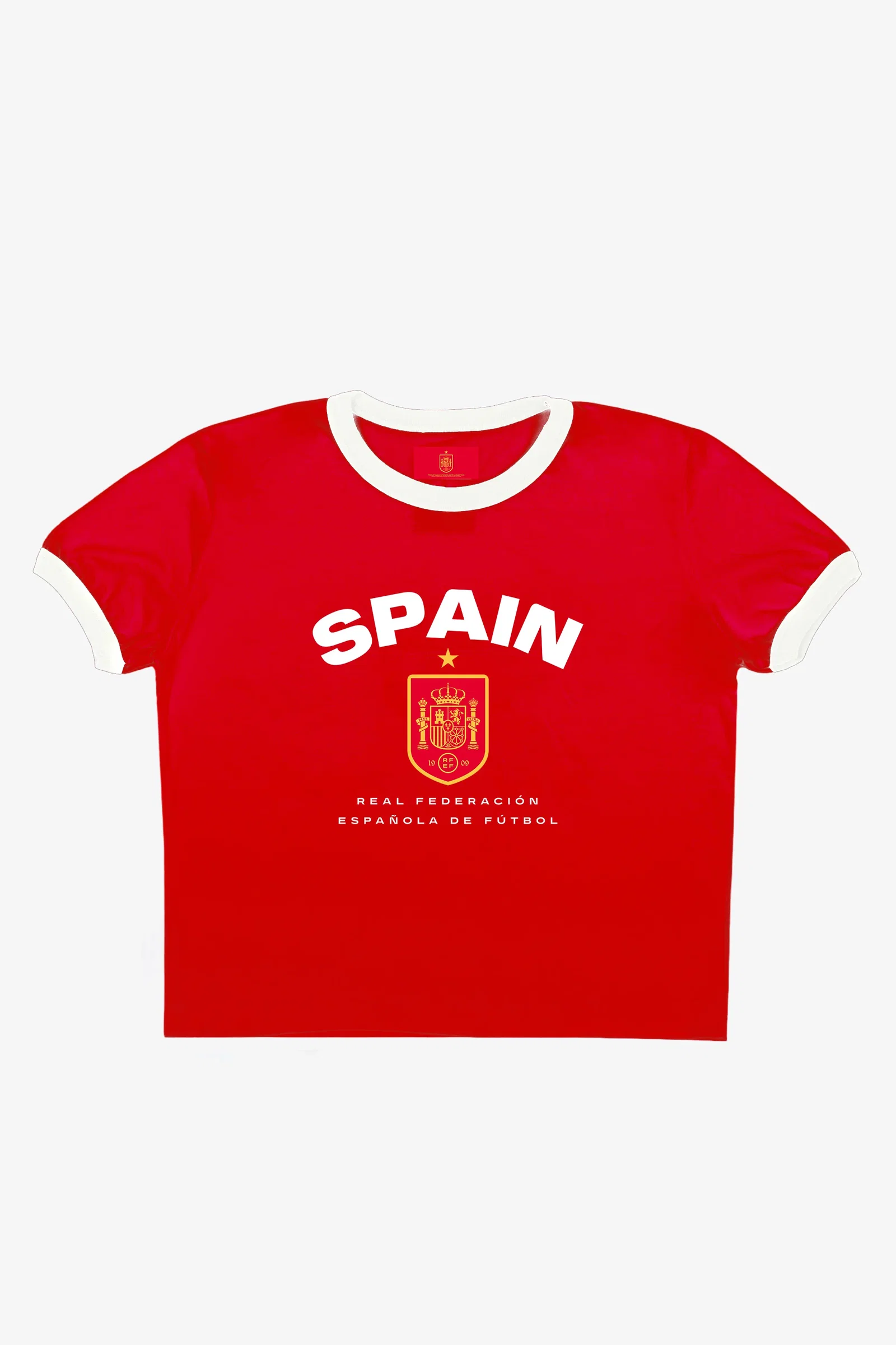 Image of Spain Cropped Ringer T-Shirt - Red