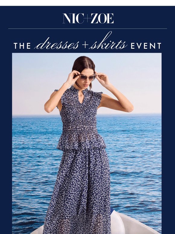 20% off dresses + skirts, just in time