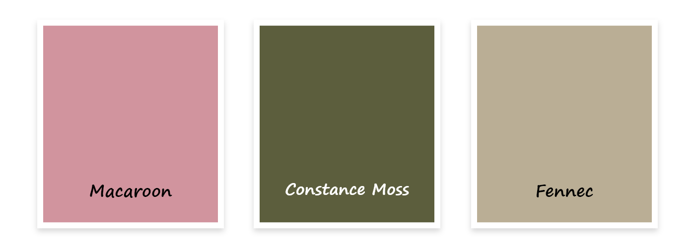 Three Al Fresco colour swatches