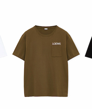 Loewe Pocket Embroidered Logo T-Shirt in Khaki Green