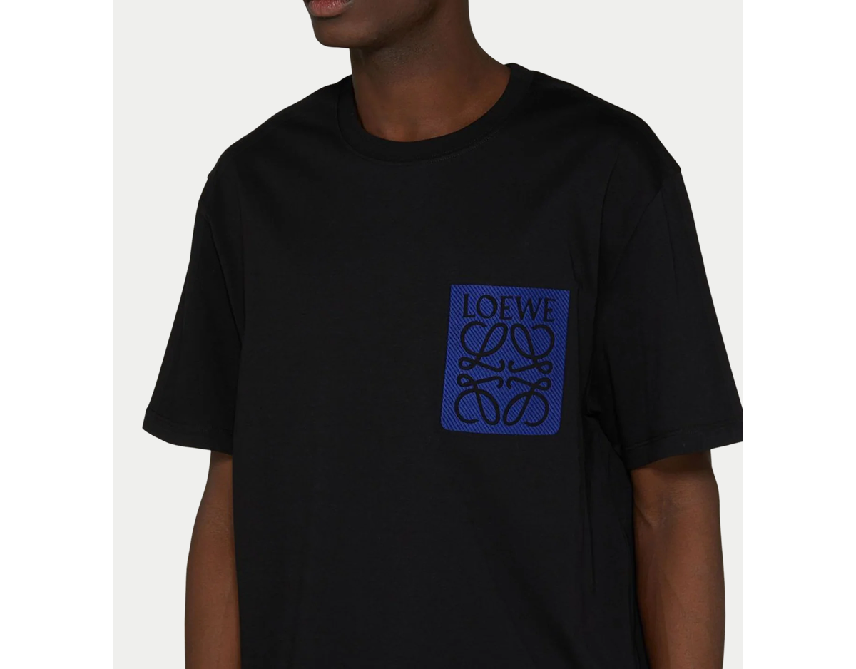 Loewe Blue Anagram Fake Pocket T-Shirt in Black