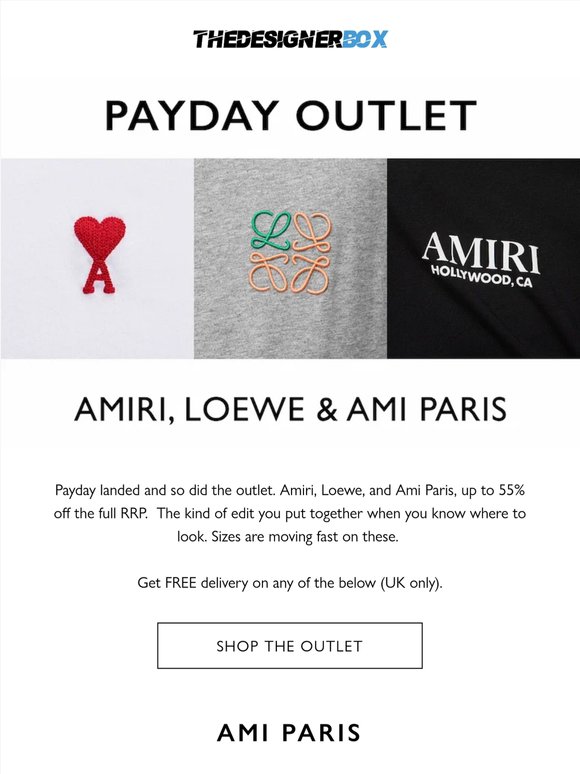 Amiri, Loewe & Ami Paris: Up to 55% Off