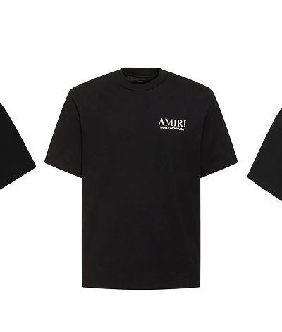 Amiri Hollywood Bones Stacked Logo T-Shirt in Black