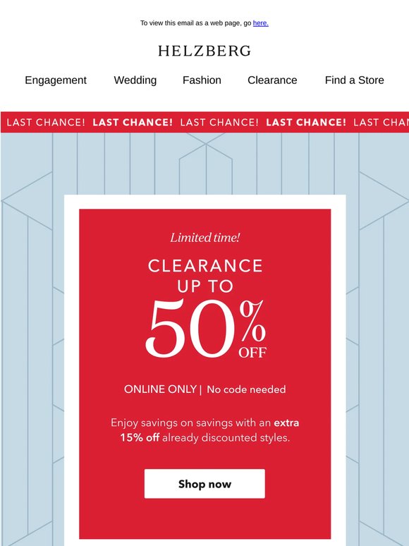 FINAL HOURS! Up to 50% off clearance