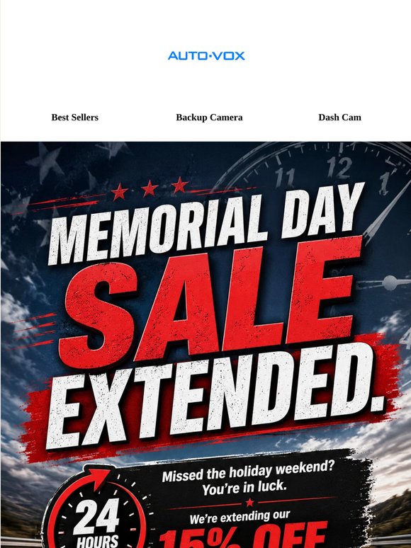 Missed it? Memorial Day savings EXTENDED: Take 15% OFF all Backup Cameras