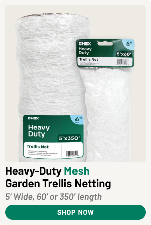 Heavy-Duty Mesh Garden Trellis Netting 5’ Wide, 60’ or 350’ length | Shop Now