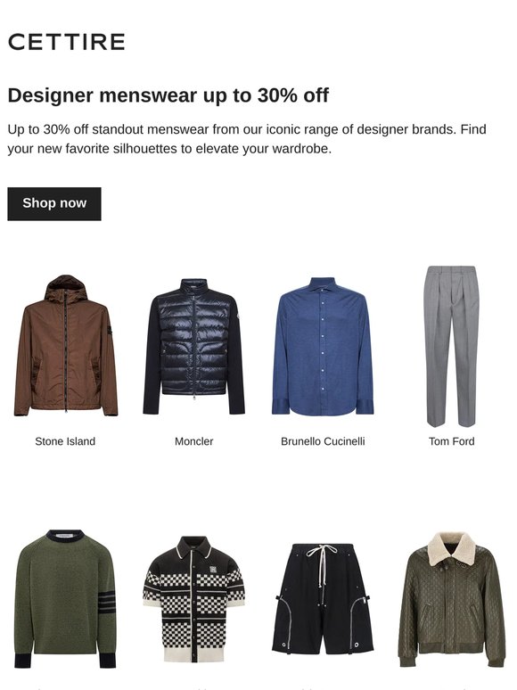 Designer menswear up to 30% off