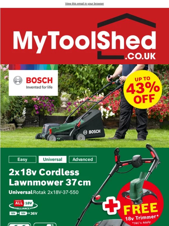 🌿 Up To 43% Off + Free Bosch 18v Trimmer