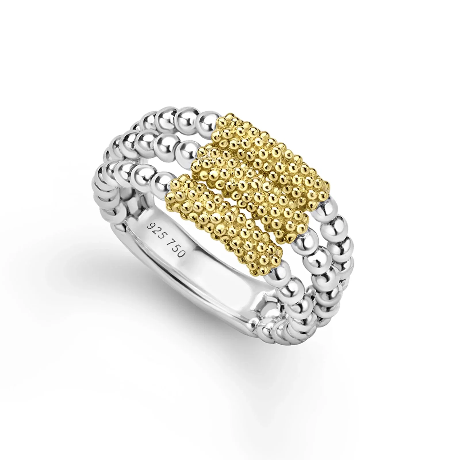 Image of Caviar Icon Two-Tone Caviar Three Row Ring
