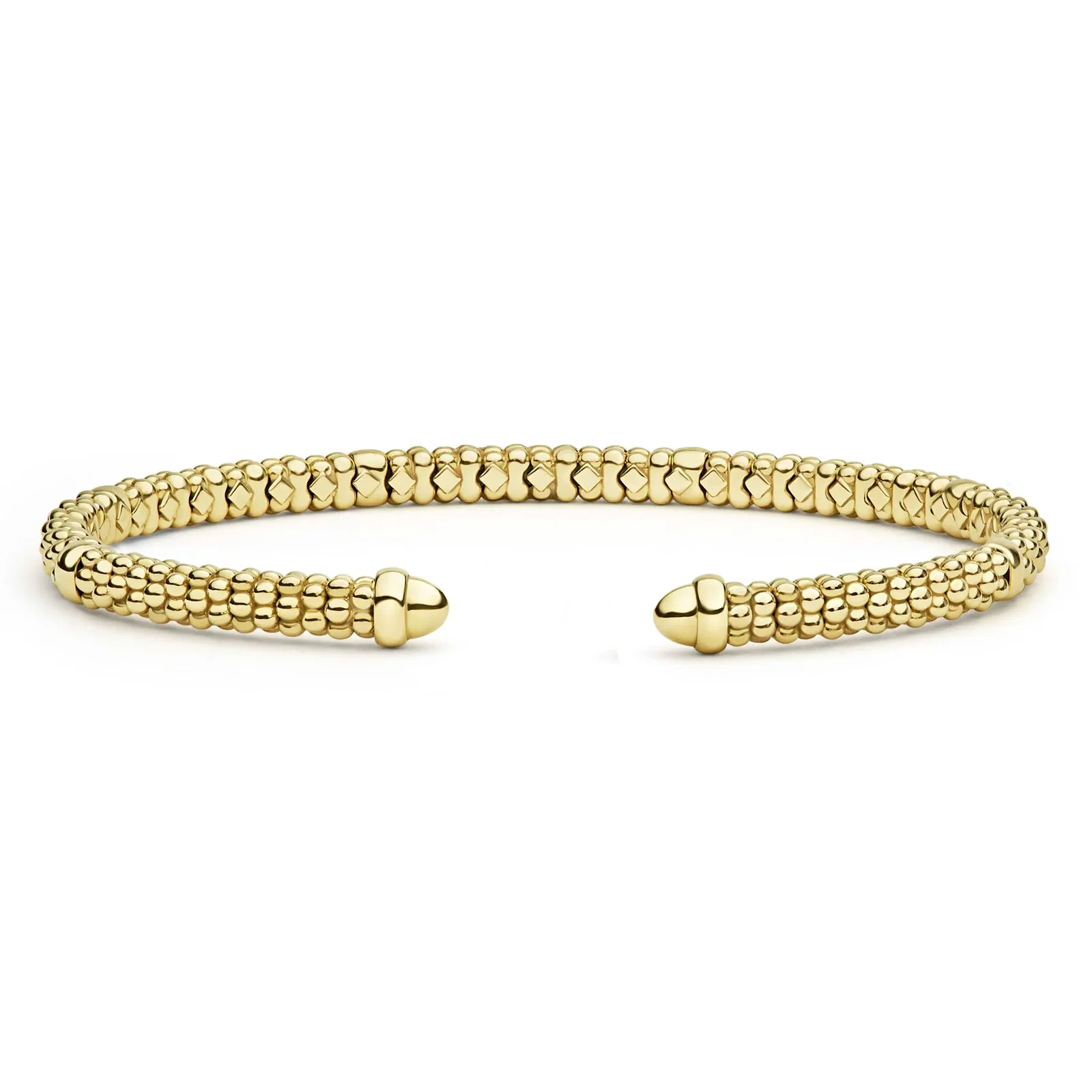 Image of Signature Caviar 18K Gold Caviar Beaded Mini Versa Torque Bracelet | 3mm