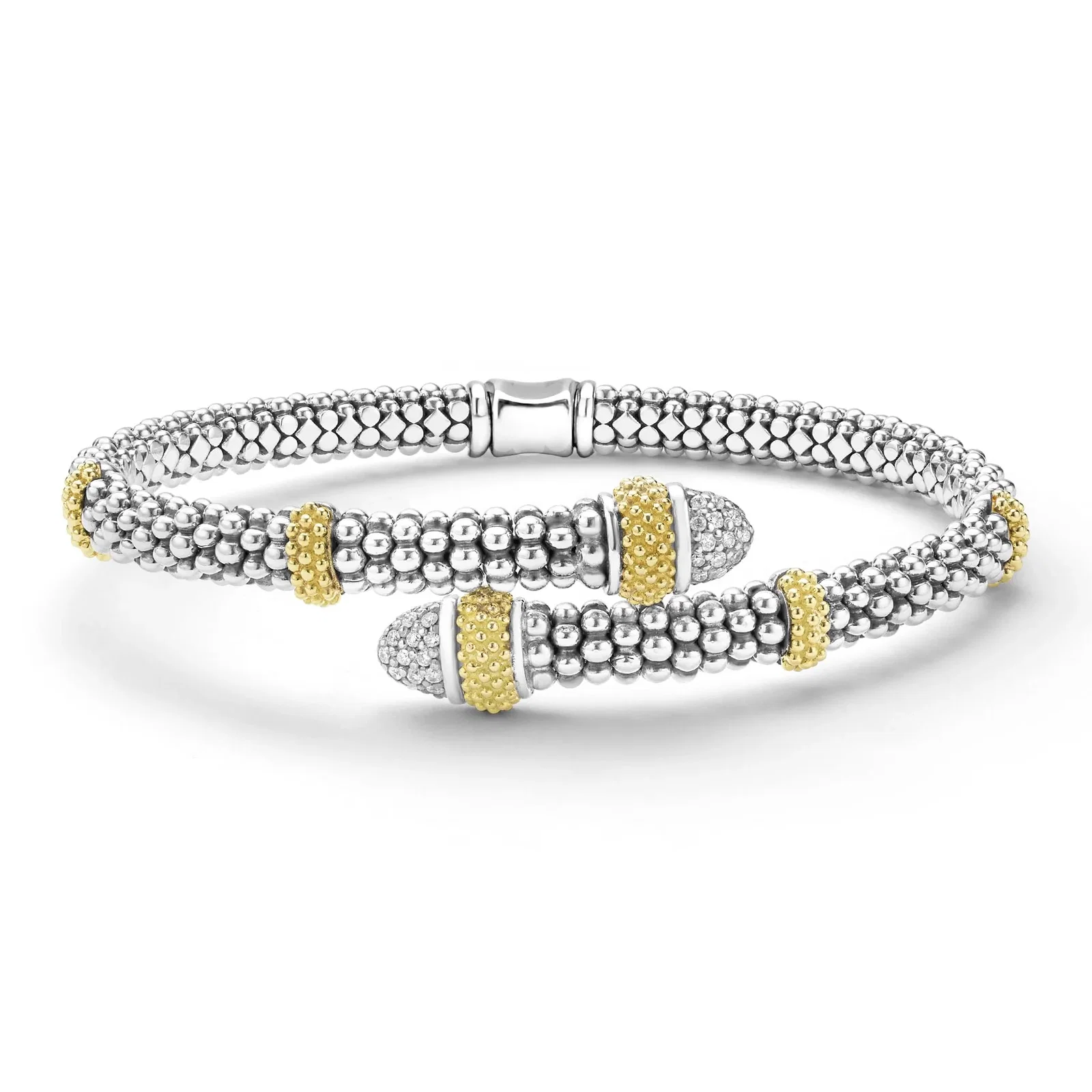 Image of Caviar Lux Two-Tone Caviar Diamond Versa Bypass Bracelet | 5mm