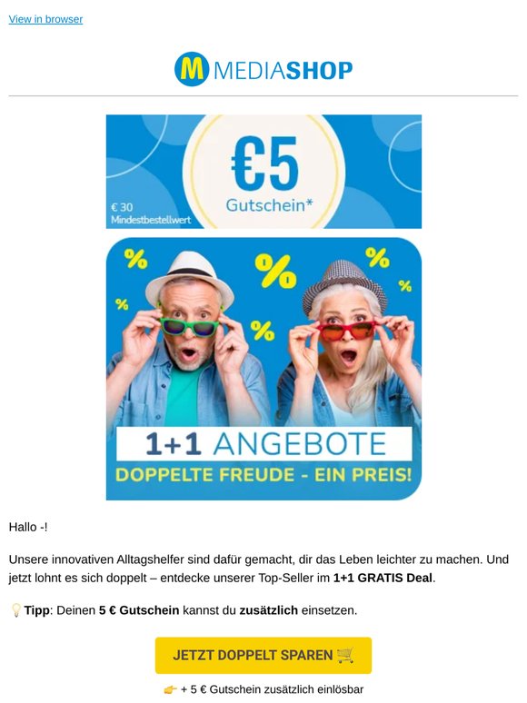 Unschlagbare 1+1 Gratis Angebote inklusive Gutschein!