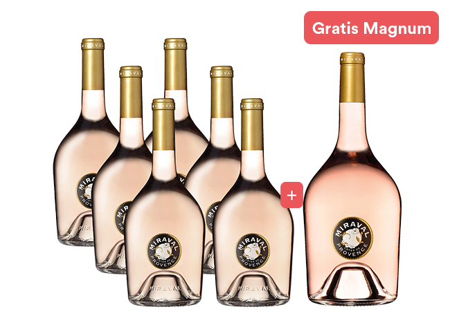 6er-Paket Miraval Rosé + GRATIS Miraval 1,5L