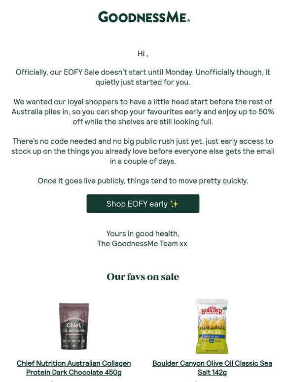 EOFY early access for you