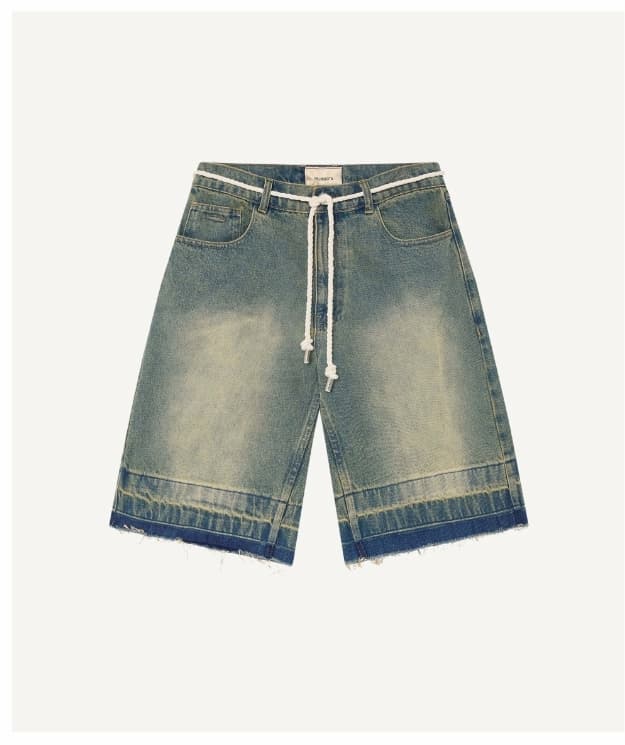Salt Washed Distressed Bermuda Dark Blue